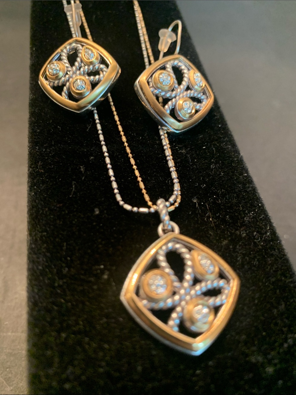 Brighton Yalta Mixed metal crystal accent necklace / earring set .. BEAUTIFUL.. - Picture 3 of 7